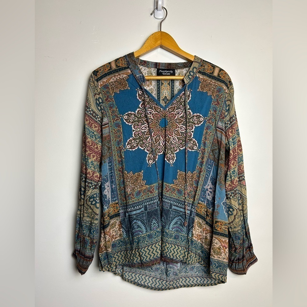 Feathers by‎ tolani Blouse top S Modal Cotton Lightweight Bohemian Whimsigoth